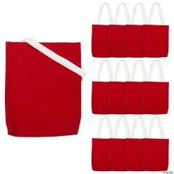 Outlet 😀 10" x 12" Medium Red Canvas Tote Bags - 12 Pc. 🔥