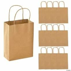 Discount 🤩 6 1/2" x 9" Medium Kraft Paper Gift Bags - 12 Pc. 🎉