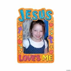 Outlet 🎁 Color Your Own Jesus Loves Me Picture Frame Magnets - 12 Pc. 🔥 -Crafts for Kids Sales color your own jesus loves me picture frame magnets 12 pc 13949816 a01