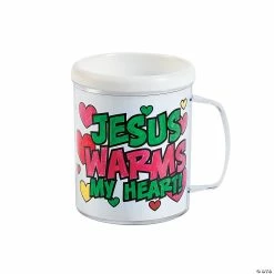 Best Pirce 🔔 Color Your Own Jesus Warms the Heart Plastic Mugs - 12 Pc. 👍