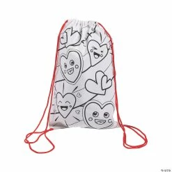 Best Sale 🔥 Color Your Own Medium Heart Canvas Drawstring Bags - 12 Pc. 🤩
