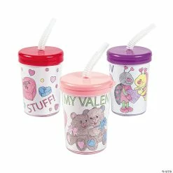 Crafts for Kids Sales -Crafts for Kids Sales color your own valentine cups with lids and straws 12 pc 48 4204a a01