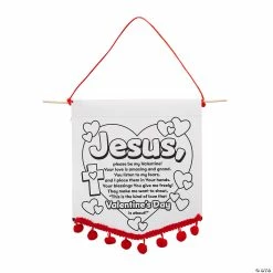 Deals 😀 Color Your Own Valentine Prayer Banners with Pom-Pom Trim - 12 Pc. 👏